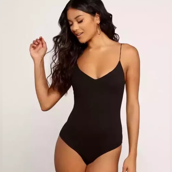 NWT Mauve Dusty Pink Soft V-Neck Low Back Thin Strap Strappy Lined Bodysuit - Picture 8 of 13